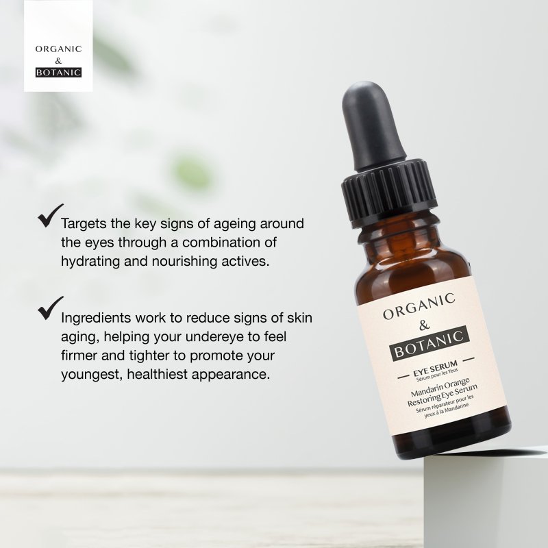 Mandarin Orange Brightening Eye Serum - 15ml - Depuffing & Hydrating with Vitamin C, Aloe Vera, & Sea Buckthorn for Radiant, Youthful Eyes - Dr Botanicals